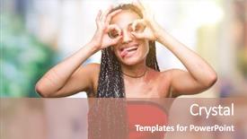  Presentation with african american weddig - Beautiful slide set featuring gesture like binoculars sticking tongue backdrop and a coral colored foreground