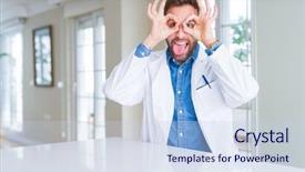  Presentation with medical - Slide deck featuring gesture like binoculars sticking tongue background and a  colored foreground