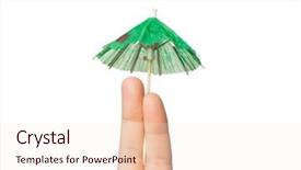  Presentation with parts - Slides having gesture love holidays summer vacation and body parts concept - close up of two fingers with cocktail umbrella decoration background and a sky blue colored foreground