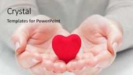  Presentation with heart health - PPT layouts consisting of gesture of giving protecting health background and a light gray colored foreground