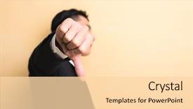  Presentation with give - Beautiful slides featuring gesture of thumb down backdrop and a lemonade colored foreground