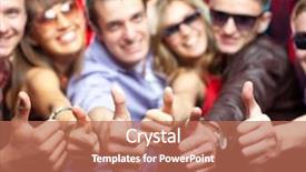  Presentation with elderly people singing - Presentation design consisting of gesture ok at a party background and a coral colored foreground