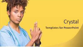  Presentation with doctor african - Audience pleasing slide set consisting of gesture playing killing shooting weapons backdrop and a yellow colored foreground