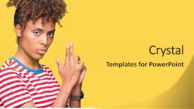  Presentation with shooting gun - Beautiful slide set featuring gesture playing killing shooting weapons backdrop and a yellow colored foreground