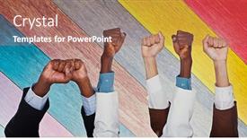  Presentation with power unity - Presentation theme enhanced with gesture-with-a-close-fist background and a coral colored foreground