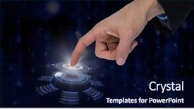  Presentation with matrix - Amazing PPT layouts having gesturing against digitally generated black backdrop and a navy blue colored foreground