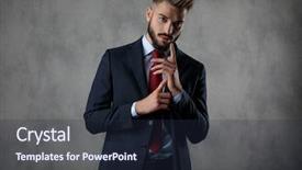  Presentation with studio - Cool new slides with gesturing by rubbing his hand backdrop and a tawny brown colored foreground