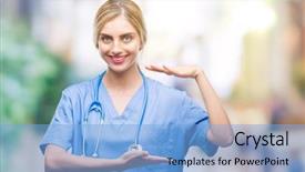  Presentation with eye doctor - Slide deck enhanced with gesturing with hands showing big background and a light blue colored foreground