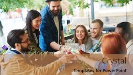  Presentation with friends - Cool new theme with get-together of friends backdrop and a coral colored foreground