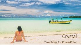  Presentation with paradise island - PPT theme having getaway beach in french polynesia background and a lemonade colored foreground