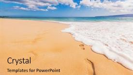  Presentation with tropical holiday - Presentation theme having getaway holidays with blue ocean background and a yellow colored foreground