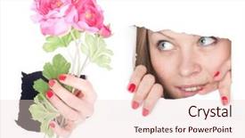  Presentation with automobile driver hand hold steering - Slides with gets out from the hole background and a  colored foreground