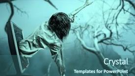  Presentation with doctor helps to get out of bed an elderly woman - Amazing slides having gets out of the computer backdrop and a ocean colored foreground