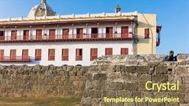  Presentation with cartagena colombia - Colorful presentation theme enhanced with getsemani - centro historicoaera of cartagena de backdrop and a violet colored foreground