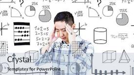  Presentation with asian nurse helps a man - Colorful PPT theme enhanced with getting a headache against math backdrop and a light blue colored foreground