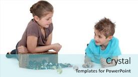  Presentation with marbles - Colorful slide set enhanced with children playing marbles backdrop and a  colored foreground