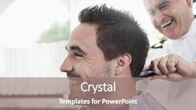  Presentation with hair salon - Colorful slide deck enhanced with getting an haircut from barber backdrop and a coral colored foreground