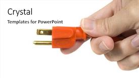  Presentation with power plug - Beautiful slide deck featuring getting connected or plug backdrop and a white colored foreground