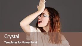  Presentation with funny - Colorful theme enhanced with young and funny hipster woman backdrop and a coral colored foreground