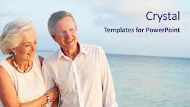  Presentation with married couple hearts - PPT theme having getting married in beach ceremony background and a sky blue colored foreground