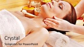  Presentation with spa day - Beautiful presentation design featuring getting massage in wooden spa backdrop and a lemonade colored foreground