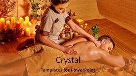  Presentation with body care spa body massage - PPT theme with getting massage treatments in spa background and a gold colored foreground