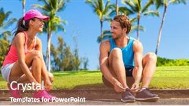  Presentation with motivation - Slide set with getting motivated - runners couple tying running shoes background and a red colored foreground