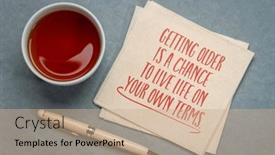  Presentation with healthy aging - Presentation design having getting-older-is-a-chance background and a coral colored foreground