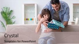  Presentation with beautiful young woman getting face - Cool new presentation theme with getting pet rabbit as birthday backdrop and a light gray colored foreground