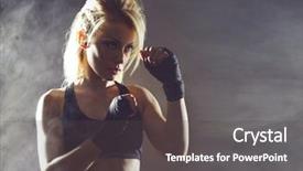  Presentation with kickboxing - Slide deck featuring getting ready for a kickboxing background and a dark gray colored foreground