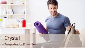  Presentation with adventure sports man - Cool new slides with getting ready for gym sport backdrop and a  colored foreground