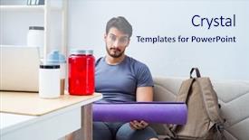  Presentation with adventure sports man - Slide deck consisting of getting ready for gym sport background and a  colored foreground