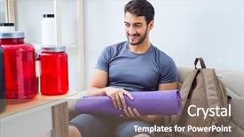  Presentation with adventure sports man - Beautiful theme featuring getting ready for gym sport backdrop and a violet colored foreground