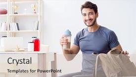  Presentation with adventure sports man - PPT theme featuring getting ready for gym sport background and a lemonade colored foreground