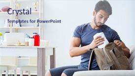  Presentation with nutrition whey protein shaker sports - Cool new PPT layouts with getting ready for gym sport backdrop and a sky blue colored foreground