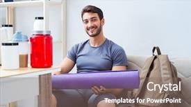  Presentation with adventure sports man - Slides having getting ready for gym sport background and a  colored foreground