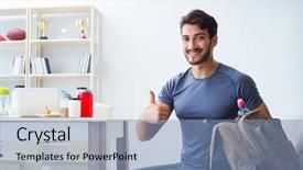  Presentation with gym - PPT layouts having getting ready for gym sport background and a teal colored foreground