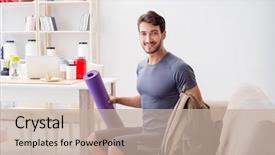  Presentation with ready - PPT theme having getting ready for gym sport background and a mint green colored foreground