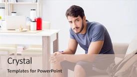  Presentation with adventure sports man - Theme enhanced with getting ready for gym sport background and a soft green colored foreground