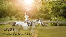  Presentation with ready - Slides enhanced with getting ready for horseback riding background and a gold colored foreground