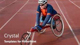  Presentation with track field - Cool new presentation theme with getting-ready-for-marathon-professional backdrop and a tawny brown colored foreground