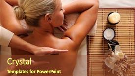  Presentation with recreation - Amazing PPT theme having woman getting recreation massage backdrop and a tawny brown colored foreground