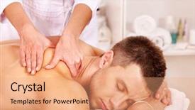  Presentation with day spa - Colorful slides enhanced with getting relaxing massage in spa backdrop and a coral colored foreground