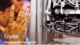  Presentation with server room - PPT theme enhanced with getting stressed over server maintenance background and a coral colored foreground