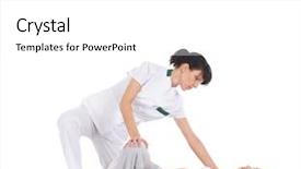  Presentation with massage therapist - Audience pleasing presentation theme consisting of getting traditional thai stretching massage backdrop and a white colored foreground