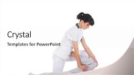  Presentation with massage therapist - Amazing PPT theme having getting traditional thai stretching massage backdrop and a white colored foreground