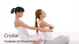  Presentation with massage therapist - Slide deck having getting traditional thai stretching massage background and a lemonade colored foreground