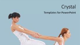  Presentation with massage therapist - PPT theme featuring getting traditional thai stretching massage background and a light blue colored foreground