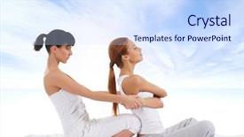  Presentation with massage therapist - Audience pleasing presentation theme consisting of getting traditional thai stretching massage backdrop and a sky blue colored foreground