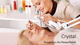  Presentation with beautician - Cool new slides with typographic bicycle themed label design backdrop and a lemonade colored foreground